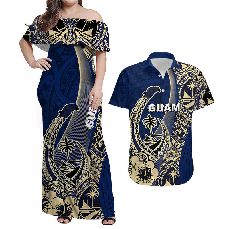 Custom Guam Fish Hook Matching Hawaiian Shirt and Dress Blue Style LT6 Blue - Polynesian Pride