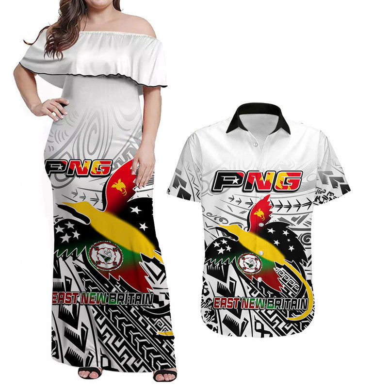 Custom Papua New Guinea And East New Britain Province Matching Dress and Hawaiian Shirt LT6 white - Polynesian Pride