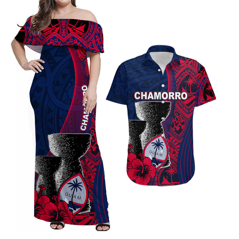 Custom Guam Chamorro Matching Hawaiian Shirt and Dress Flag Color Style LT6 Blue - Polynesian Pride