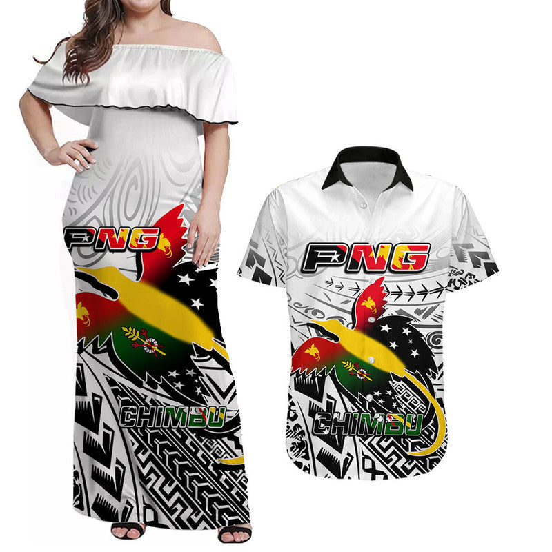 Custom Papua New Guinea And Chimbu Province Matching Dress and Hawaiian Shirt LT6 white - Polynesian Pride