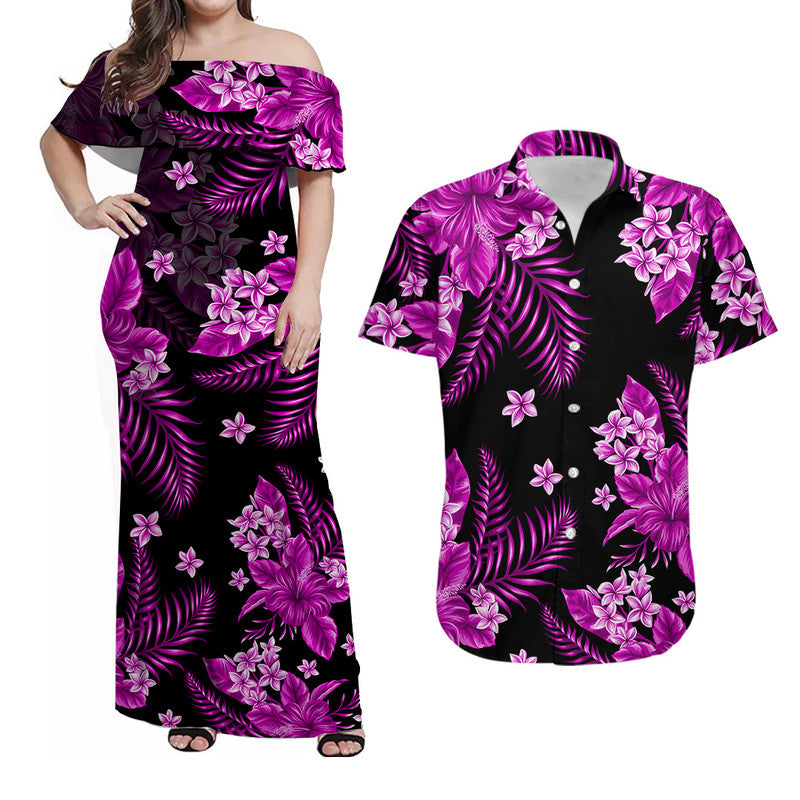 Hawaii Summer Colorful Matching Dress and Hawaiian Shirt Purple LT6 Purple - Polynesian Pride