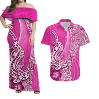 Hawaiian Shark Polynesian Matching Dress and Hawaiian Shirt Vibe Pink Style LT6 Pink - Polynesian Pride