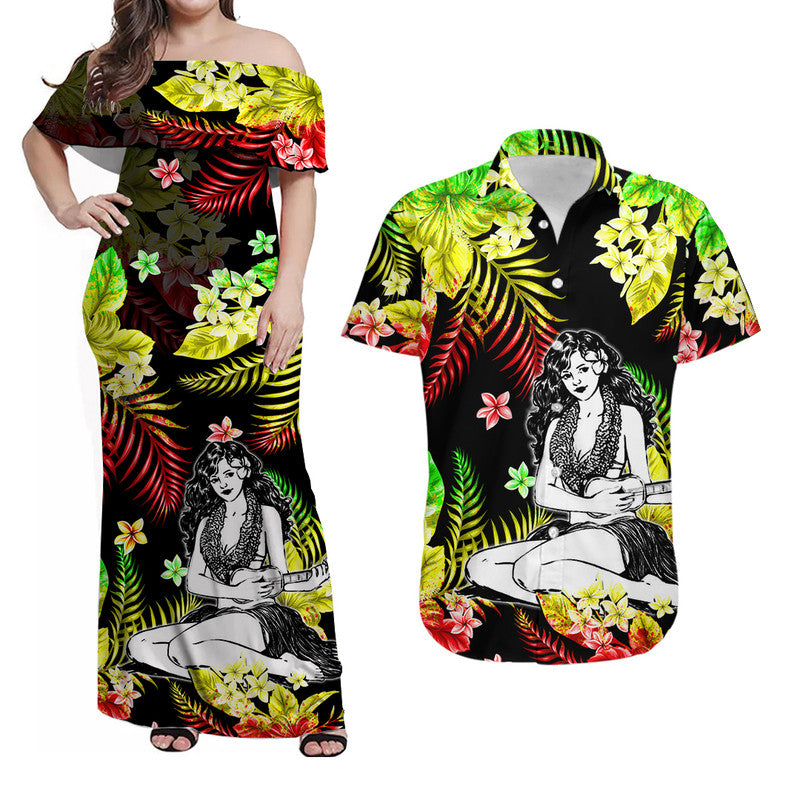 Hawaii Summer Colorful Hula Girl Matching Dress and Hawaiian Shirt Reggage LT6 Reggage - Polynesian Pride