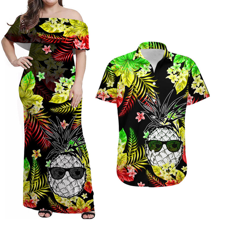 Hawaii Summer Colorful Pineapple Matching Dress and Hawaiian Shirt Reggage LT6 Reggage - Polynesian Pride
