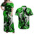 Hawaii Summer Colorful Shark Matching Dress and Hawaiian Shirt Green LT6 Green - Polynesian Pride