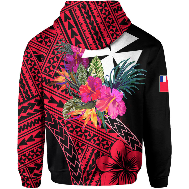 Wallis and Futuna Hoodie Hibiscus Red No.1 Color LT6 - Polynesian Pride