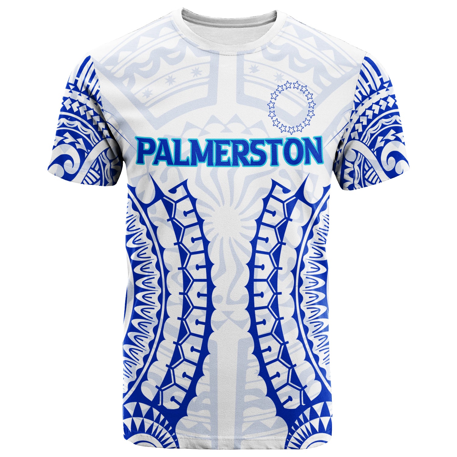 Cook Islands Palmerston T Shirt Tribal Pattern LT12 Unisex Blue - Polynesian Pride