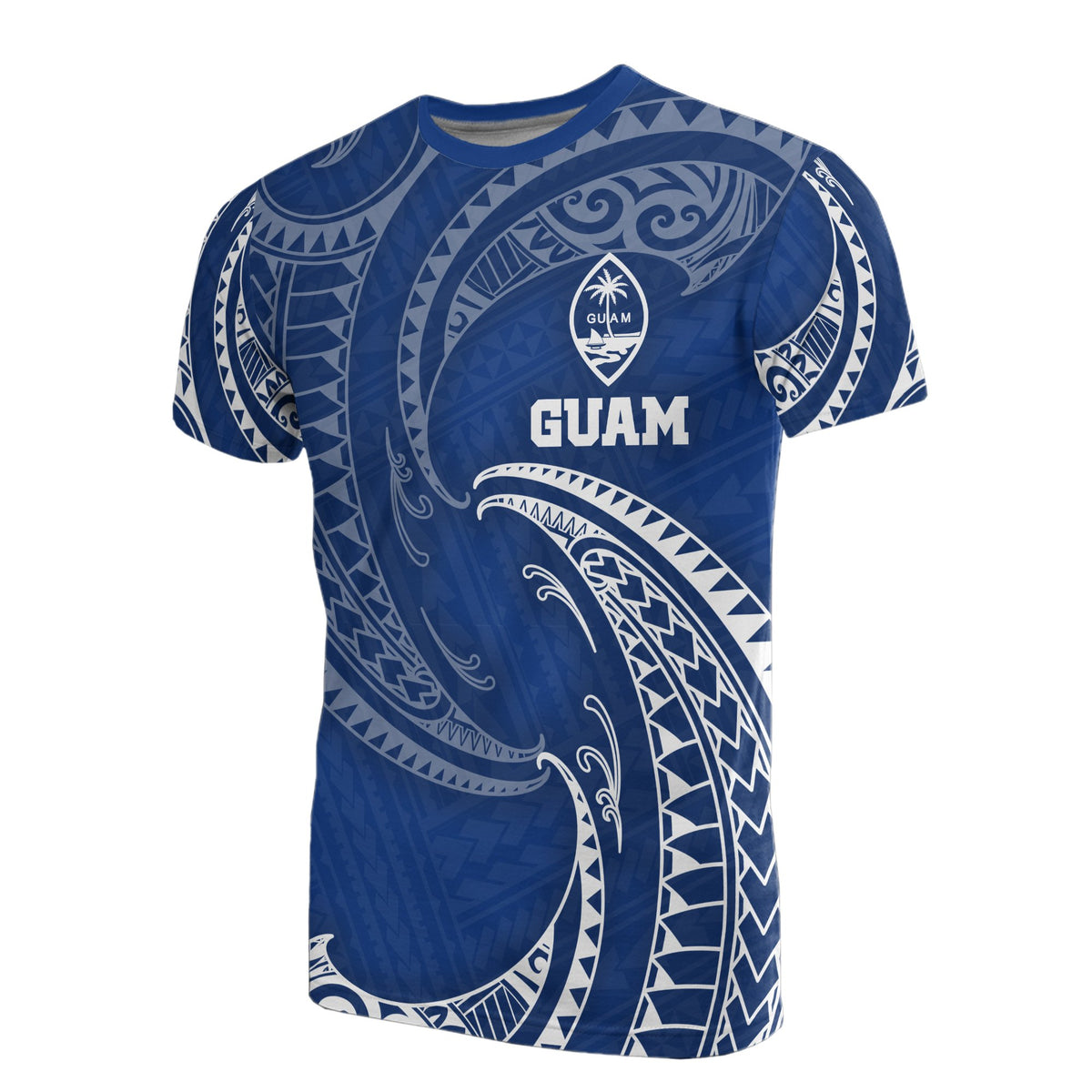 Guam Polynesian T Shirt Blue Tribal Wave Unisex Blue - Polynesian Pride