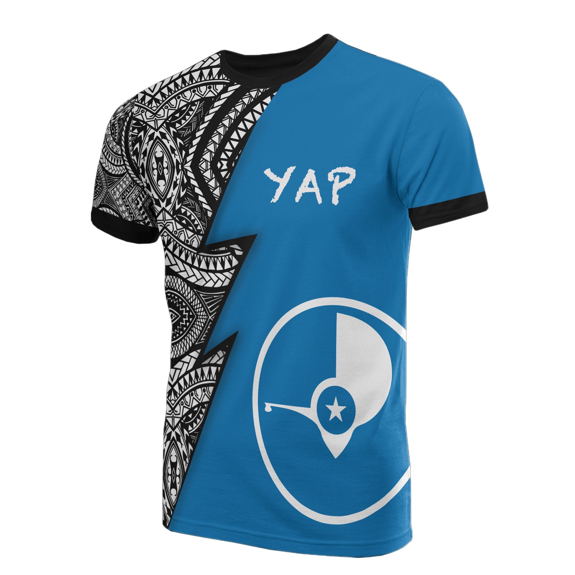 Yap Pattern All Over T Shirt Yap Flag Polynesian Tattoo Unisex Blue - Polynesian Pride