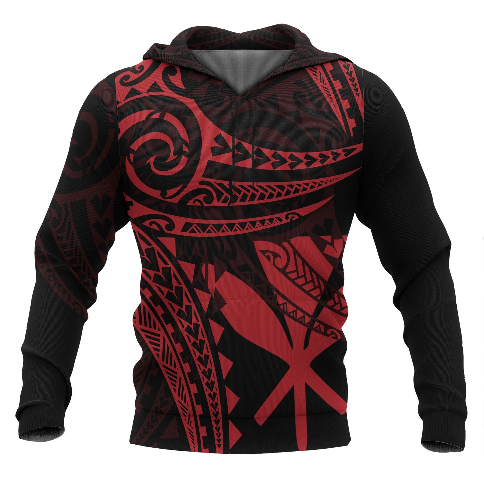 Hawaii Polynesian Hoodie Red Tribal Pattern Unisex Red - Polynesian Pride
