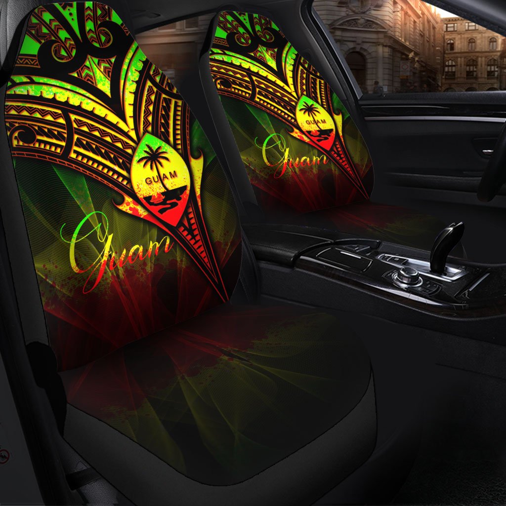 Guam Car Seat Cover - Cross Style Reggae Color Universal Fit Black - Polynesian Pride