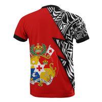 Tonga Pattern All Over T Shirt Tonga Coat of Arms Polynesian Tattoo - Polynesian Pride