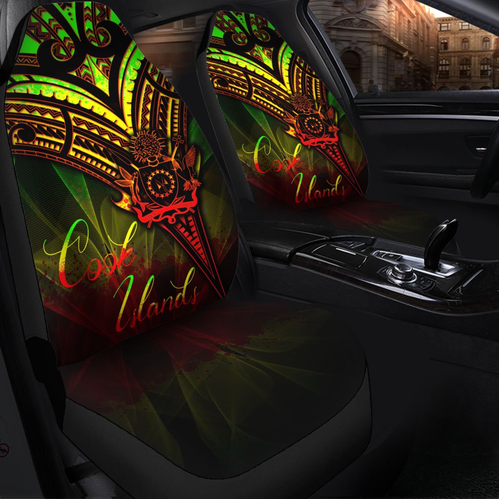 Cook Islands Car Seat Cover - Cross Style Reggae Color Universal Fit Black - Polynesian Pride