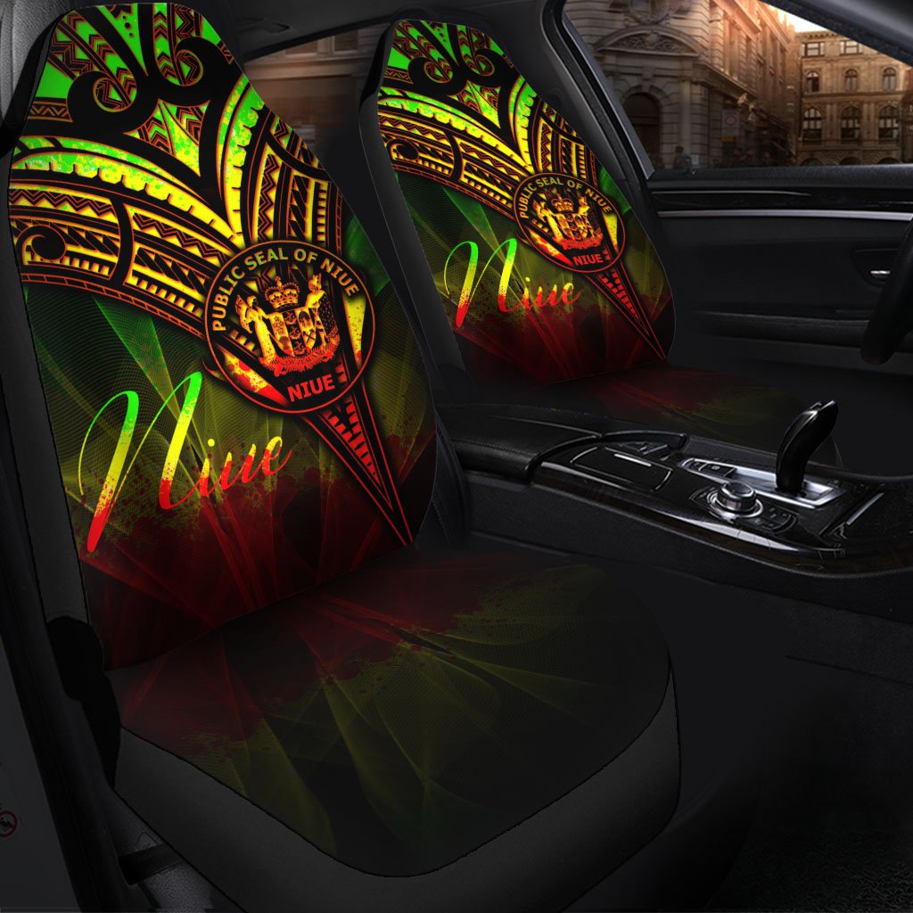 Niue Car Seat Cover - Cross Style Reggae Color Universal Fit Black - Polynesian Pride