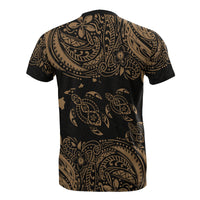 Hawaii All Over T Shirt Polynesian Gold Sea Turtle Tattoo - Polynesian Pride