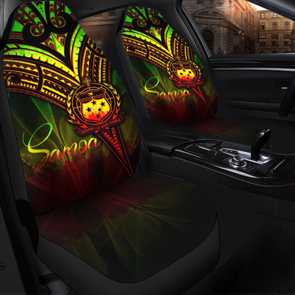 Samoa Car Seat Cover - Cross Style Reggae Color Universal Fit Black - Polynesian Pride