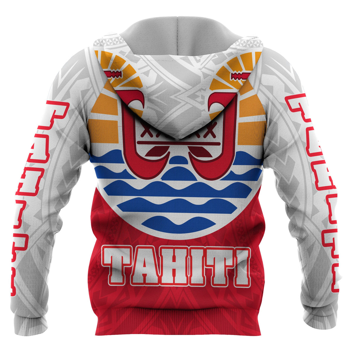 Tahiti All Over Custom Hoodie Coat of Arm - Polynesian Pride