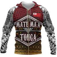Mate Maa Tonga All Over Zip Hoodie Unisex Black - Polynesian Pride