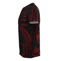 Guam Polynesian T Shirt Red Tribal Wave - Polynesian Pride