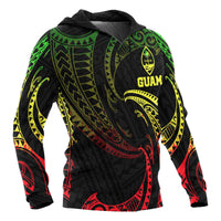 Guam Polynesian Hoodie Reggae Tribal Wave - Polynesian Pride