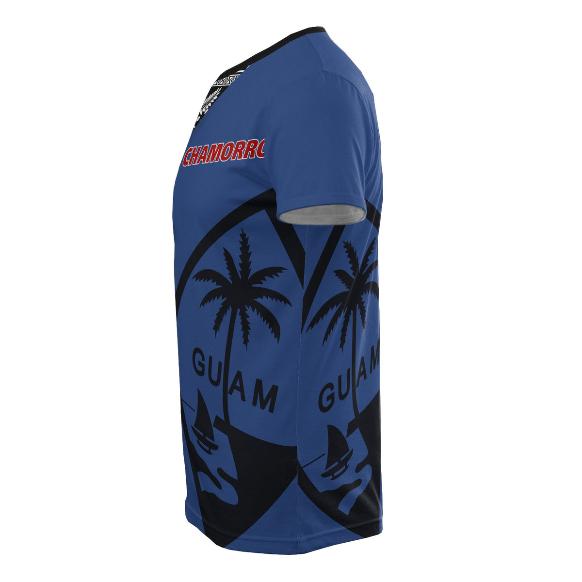 Guam All Over T Shirt Guam Coat of Arms Chamorro Pattern Blue Style - Polynesian Pride
