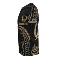 Pohnpei Micronesia All Over T Shirt Gold Tribal Wave - Polynesian Pride