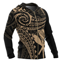 Hawaii Polynesian Zip up Hoodie Gold Tribal Pattern - Polynesian Pride