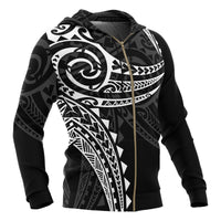 Polynesian Zip up Hoodie White Tribal Pattern - Polynesian Pride
