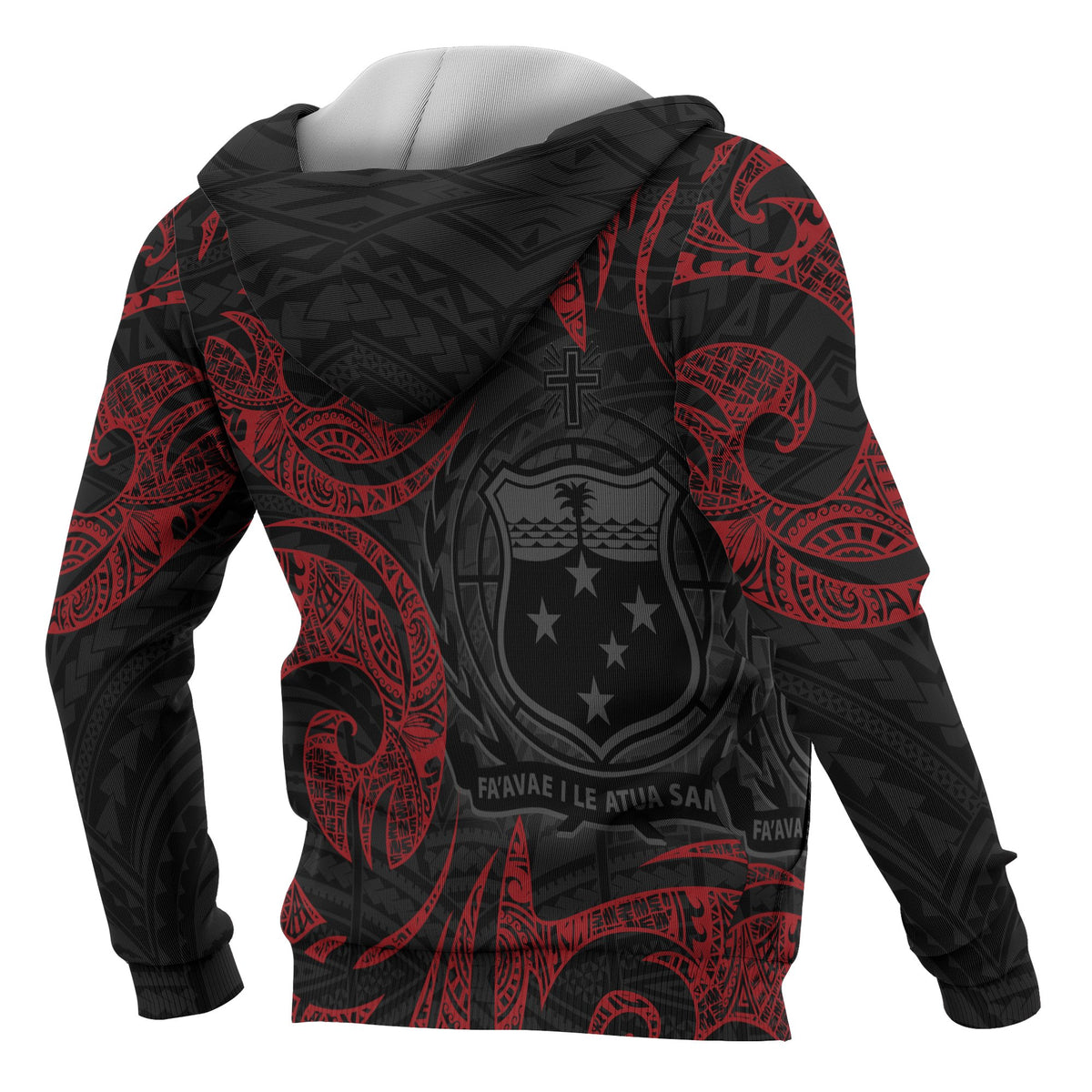 Samoa Polynesian Hoodie Red Tribal - Polynesian Pride