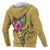 Guam Polynesian All Over Zip up Hoodie Floral With Seal Gold - Polynesian Pride