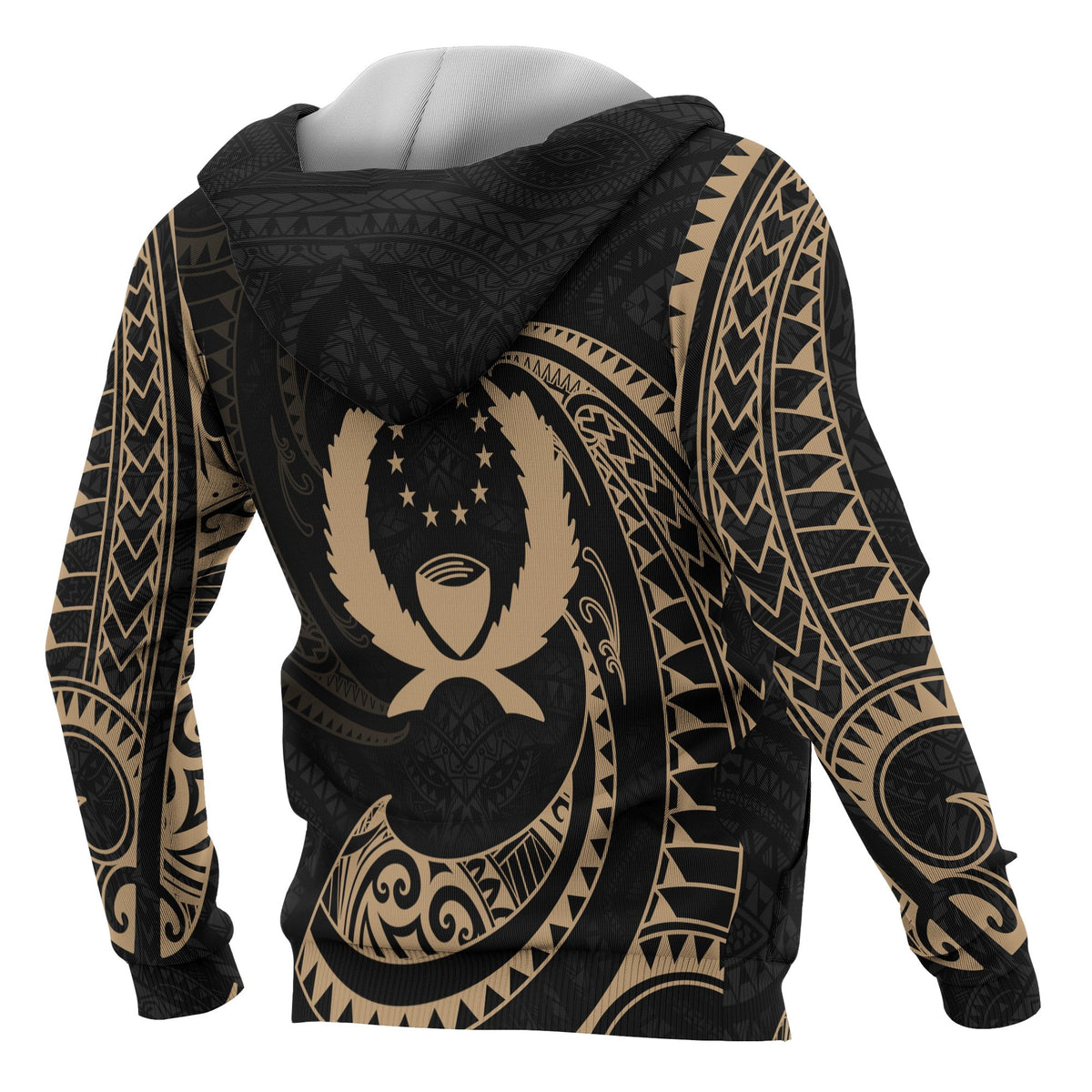 Pohnpei Micronesia Hoodie Gold Tribal Wave - Polynesian Pride