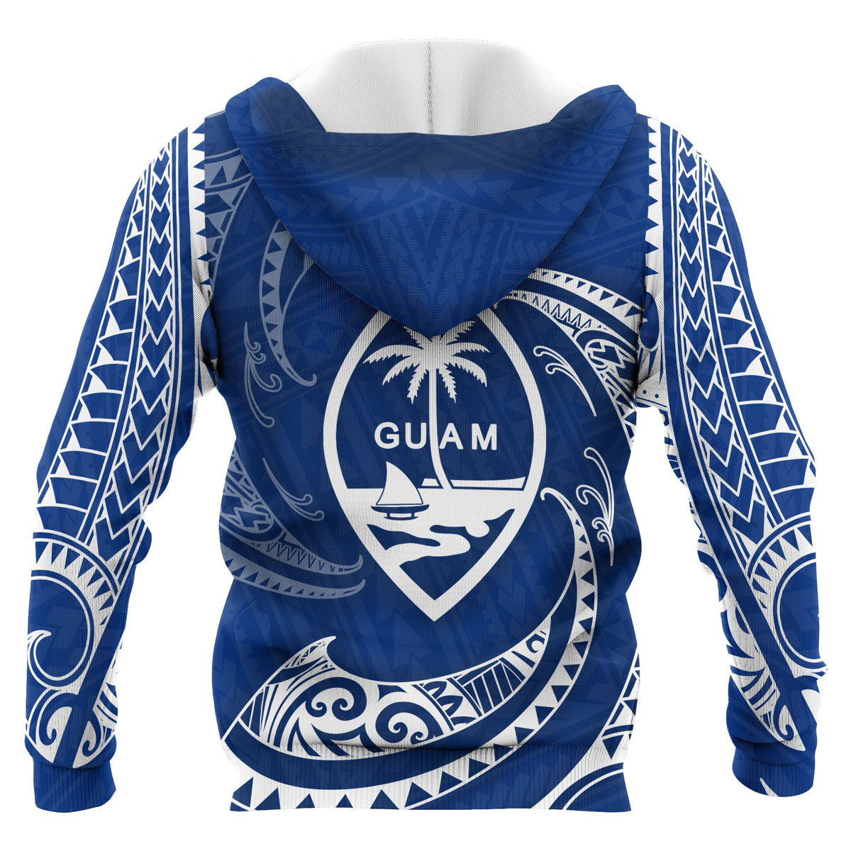 Guam Polynesian Zip up Hoodie Blue Tribal Wave - Polynesian Pride