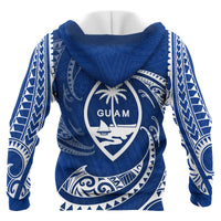 Guam Polynesian Zip up Hoodie Blue Tribal Wave - Polynesian Pride