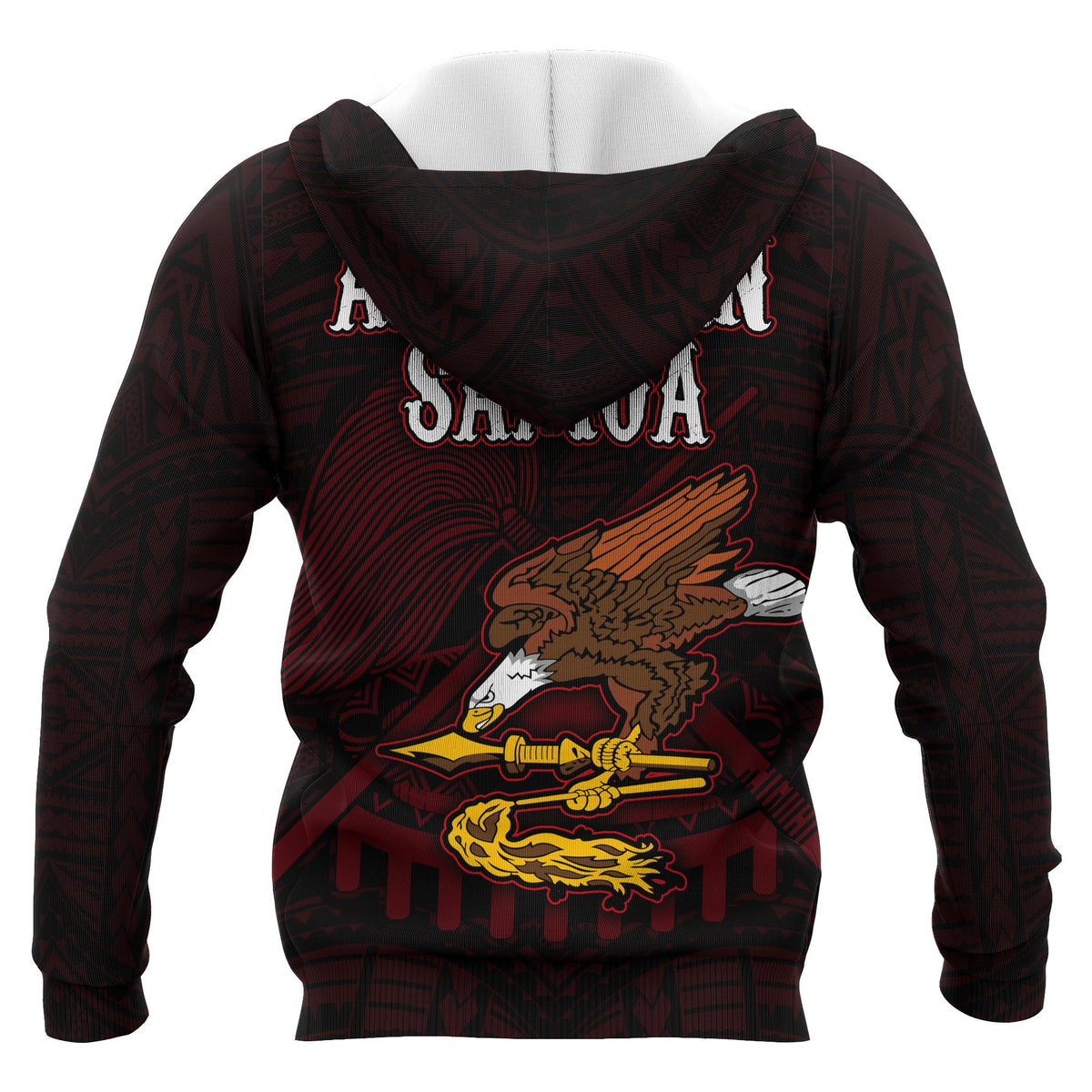 American Samoa Polynesian ll Over Hoodie Red Eagle - Polynesian Pride