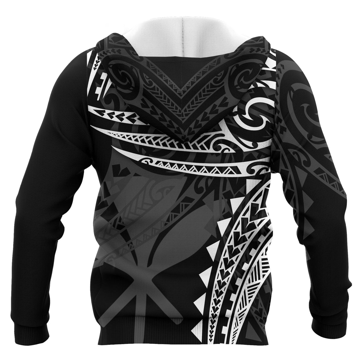 Hawaii Polynesian Zip up Hoodie White Tribal Pattern - Polynesian Pride