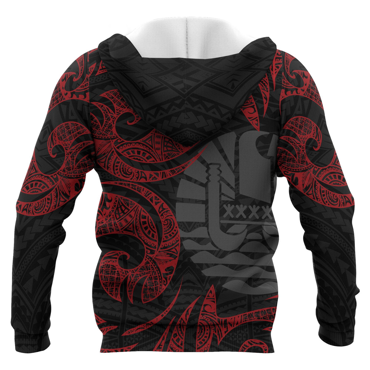 Tahiti Polynesian All Over Zip up Hoodie Red Tribal - Polynesian Pride