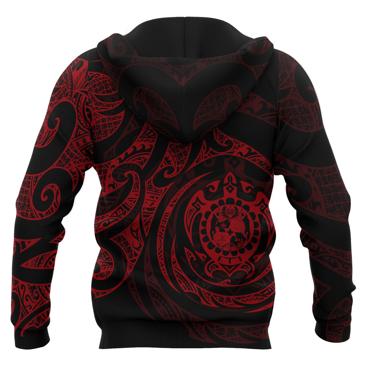 Tonga Polynesian All Over Zip up Hoodie Red Turtle Tribal - Polynesian Pride