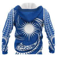 Marshall Islands Polynesian Hoodie Blue Tribal Wave - Polynesian Pride