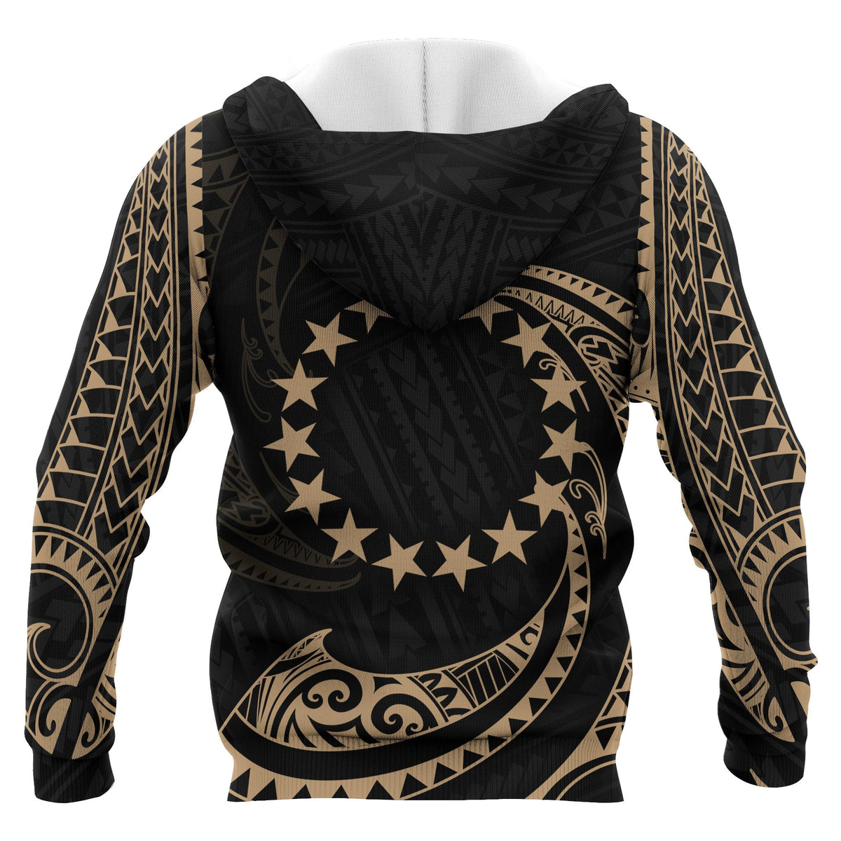 Cook Islands Polynesian Hoodie Gold Tribal Wave - Polynesian Pride