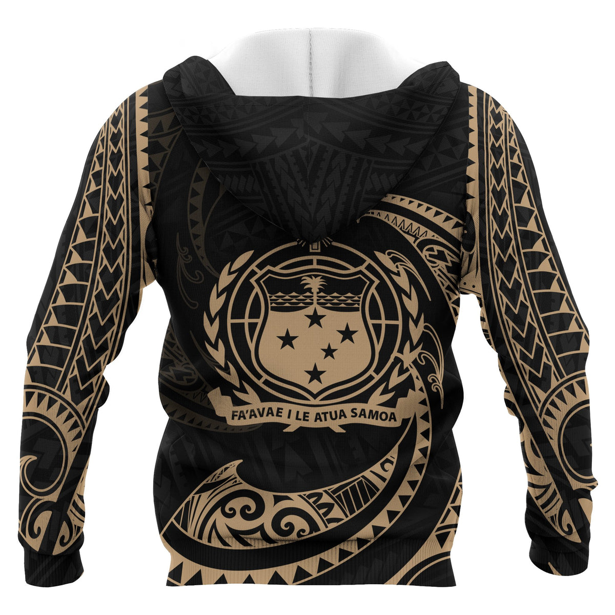 Samoa Polynesian Hoodie Gold Tribal Wave - Polynesian Pride