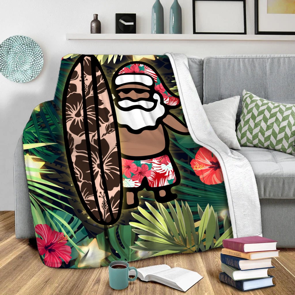Hawaii Santa Claus Surf Christmas Pattern Premium Blanket - AH - Polynesian Pride