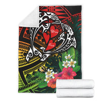 Hawaii Dophin Couple Love Polynesian Flower Premium Blanket - AH - Polynesian Pride