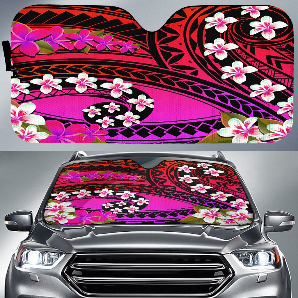 Hawaii Plumeria Polynesian Car Sun Shade - Hope - Purple - AH Auto Sun Shade Universal Fit Purple - Polynesian Pride