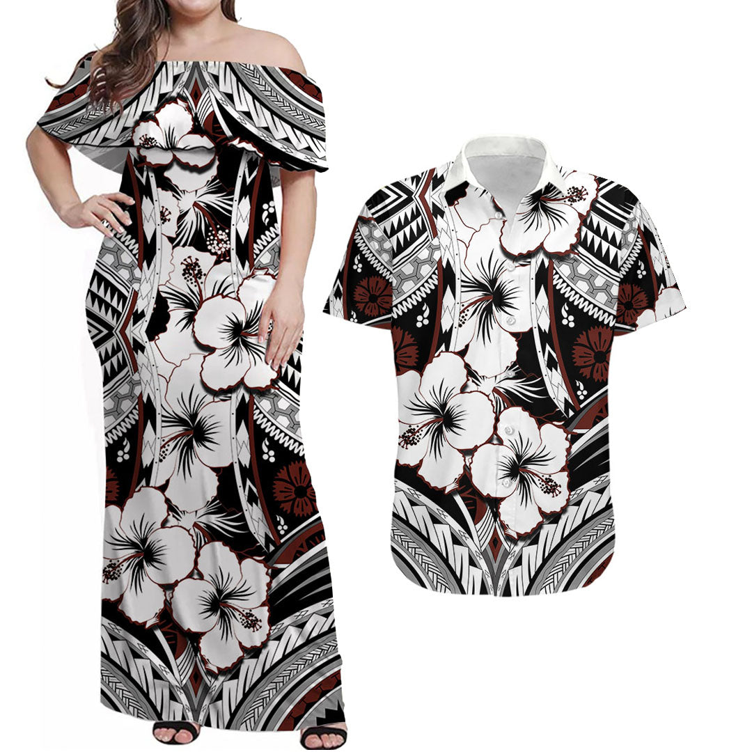 Polynesian Hibiscus Matching Hawaiian Shirt and Dress Fiji Patterns LT6 Brown - Polynesian Pride