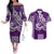 Kakau Hawaiian Polynesian Couples Matching Outfits Combo Long Sleeve Dress And Hawaiian Shirt Purple LT6 - Polynesian Pride