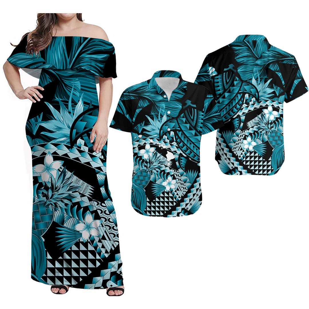 Hawaii Polynesian Hawaiian with Turtle Matching Dress and Hawaiian Shirt No.5 LT6 Art - Polynesian Pride