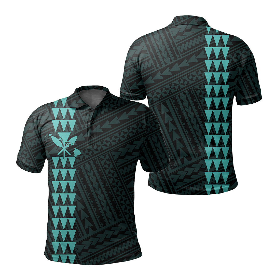 Hawaiian Kakau Polo Shirt Simple Style Full Color LT6 Unisex Teal - Polynesian Pride