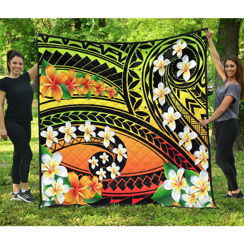 Hawaii Plumeria Polynesian Premium Quilt - Hope - AH Black - Polynesian Pride