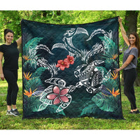 Hawaii Turtle Tropical Premium Quilt - Heart Polynesian - AH Blue - Polynesian Pride