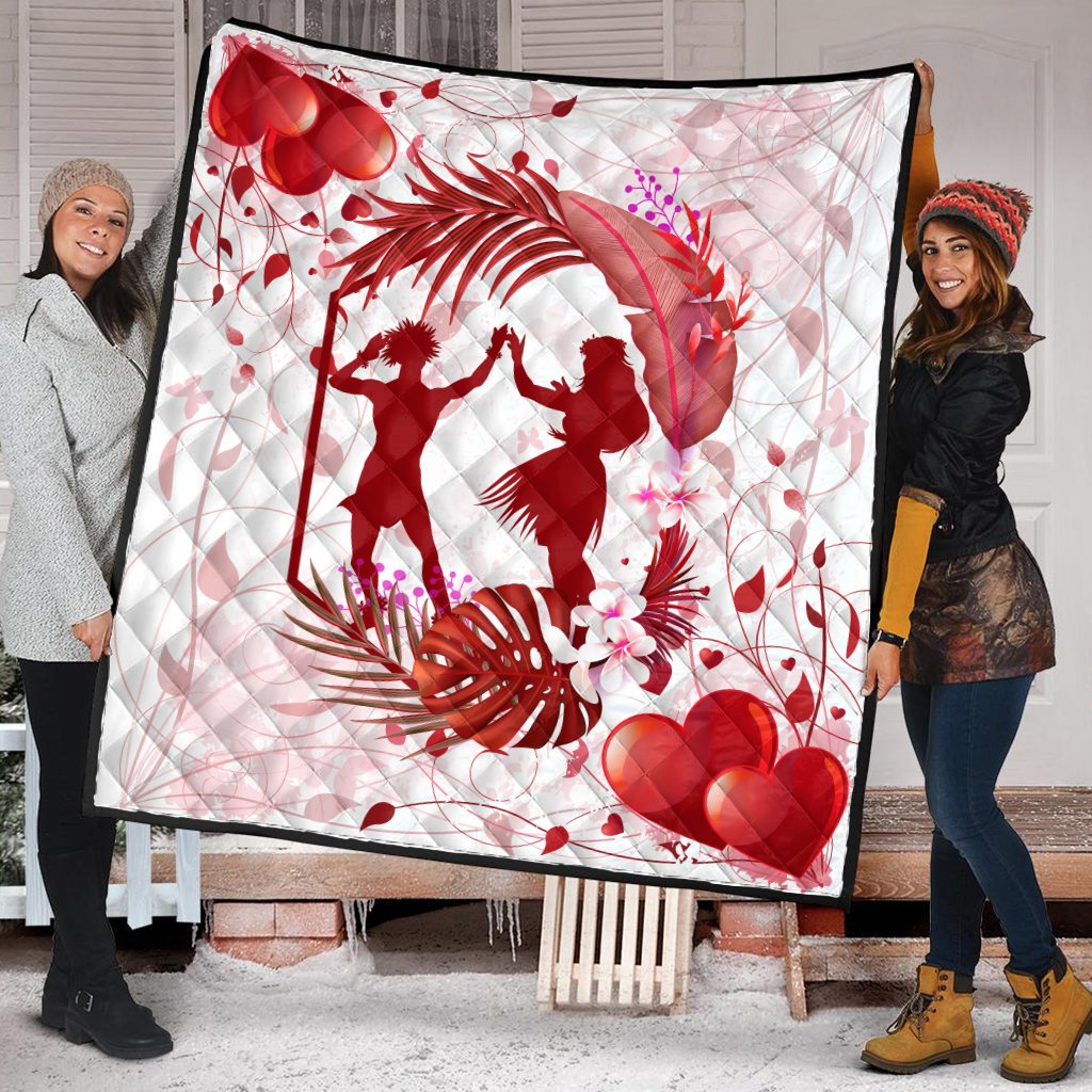Hawaii Hula Dance Couple Love Valentine Premium Quilt - Cud Style - AH - Polynesian Pride